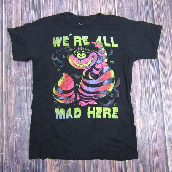 Disney Other - Disney Alice In Wonderland Cheshire Cat Shirt Mens Small We're All Mad Here Tee